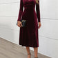 Perfee Sweetheart Neck Long Sleeve Midi Dress