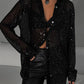 Sequin Button Up Long Sleeve Shirt