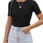 Round Neck Short Sleeve Knit Top