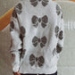 Bow Round Neck Dropped Shoulder Sweater