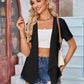 Eyelet Open Front Short Sleeve Cover Up