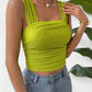 Full Size Textured Square Neck Wide Strap Tank
