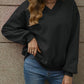 V-Neck Long Sleeve Dropped Shoulder Sweatshirt