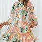 Printed Mock Neck Balloon Sleeve Mini Dress