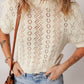 Hollowed Round Neck Half Sleeve Sweater