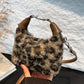 Fuzzy Polyester Mini Handbag with Zipper
