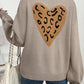 Perfee Tied Contrast Heart V-Neck Long Sleeve Cardigan