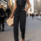Half Zip Sleeveless Jumpsuit with Pockets