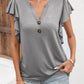 Full Size Ruffled Notched Cap Sleeve T-Shirt