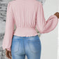 Smocked Surplice Balloon Sleeve Top