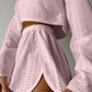 Eyelet Round Neck Top and Shorts Set