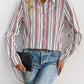 Perfee Contrast Striped Collared Neck Long Sleeve Shirt