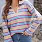 Johnny Collar Long Sleeve Stripe Sweater