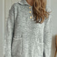 Contrast Trim Quarter Button Long Sleeve Sweater
