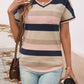 Devine Color Block V-Neck Short Sleeve Knit Top