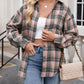 Plaid Collared Neck Long Sleeve Shirt
