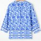 Printed Tie Neck Three-Quarter Sleeve Blouse