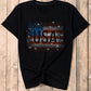 USA Rhinestone Round Neck Short Sleeve T-Shirt
