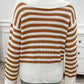 Striped Collared Neck Long Sleeve Sweater