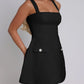 Devine Square Neck Wide Strap Mini Dress