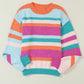 Striped Round Neck Drop Shoulder Sweater