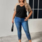 Plus Size Chain Detail V-Neck Raglan Sleeve Blouse