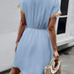 Devine Contrast Trim V-Neck Short Sleeve Mini Dress