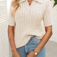 Mandy Cable Knit Johnny Collar Half Sleeve Sweater