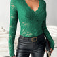 V-Neck Long Sleeve Lace Top