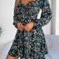 Printed Sweetheart Neck Balloon Sleeve Mini Dress