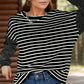 Striped Round Neck Dropped Shoulder Top