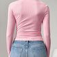 Devine Square Neck Half Snap Long Sleeve T-Shirt