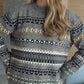 Geometric Round Neck Long Sleeve Sweater