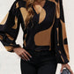 Frill Notched Long Sleeve Blouse