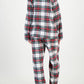 Plaid Collared Neck Button Up Top and Pants Lounge Set