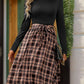 Plaid Mock Neck Long Sleeve Dress