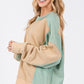 SAGE + FIG Color Block Round Neck Sweatshirt