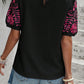 Full Size Embroidered Round Neck Short Sleeve Blouse