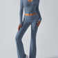 Devine Ruched Long Sleeve Top and Pants Set