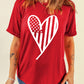 Full Size Heart Round Neck Short Sleeve T-Shirt