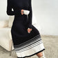 Contrast Mock Neck Long Sleeve Sweater Dress
