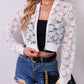 Sheer Baseball Collar Zip Up Jacket