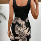 Printed Wide Strap Romper