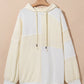 Plus Size Drawstring Color Block Long Sleeve Hoodie