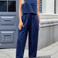 Lovelet Plaid Round Neck Sleeveless Top and Pants Set