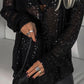 Sequin Button Up Long Sleeve Shirt