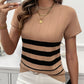 Striped Round Neck Short Sleeve Knit Top