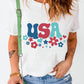 Full Size USA Round Neck Short Sleeve T-Shirt
