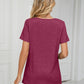 Ruched V-Neck Short Sleeve T-Shirt