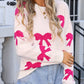 Bow Round Neck Dropped Shoulder Sweater